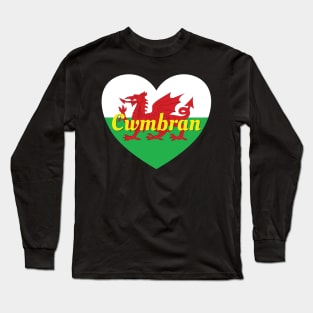 Cwmbran Wales UK Wales Flag Heart Long Sleeve T-Shirt